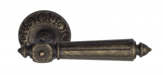 VNZ029 Дверная ручка на круглой розетке VENEZIA CASTELLO D4 античная бронза классика латунь Италия