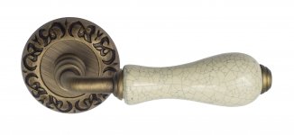 VNZ947 Дверная ручка на круглой розетке VENEZIA COLOSSEO D4 матовая бронза классика латунь Италия