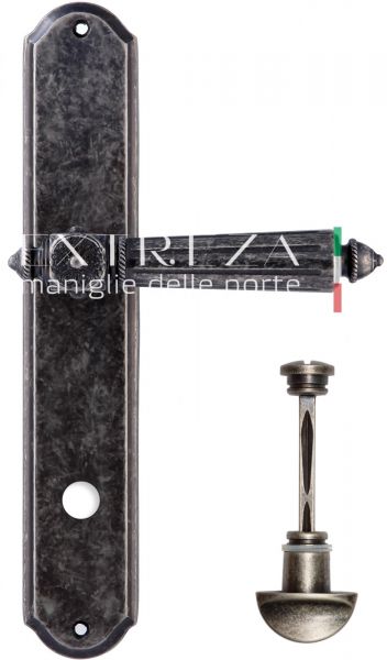 122060 Дверная ручка на планке PL01 EXTREZA LEON 303 WC античное серебро F45 классика многослойное г