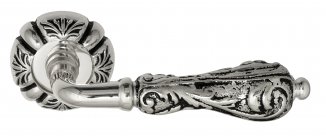 VNZ1444 Дверная ручка на круглой розетке VENEZIA MONTE CRISTO D5 натуральное серебро/черный  классик