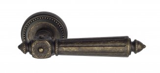 VNZ025 Дверная ручка на круглой розетке VENEZIA CASTELLO D3 античная бронза классика латунь Италия