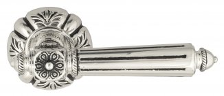 VNZ2821 Дверная ручка на круглой розетке VENEZIA CASTELLO D5 натуральное серебро/черный  классика ла