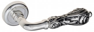 VNZ1682 Дверная ручка на круглой розетке VENEZIA MONTE CRISTO D1  натуральное серебро/черный  класси