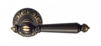 VNZ1243 Дверная ручка на круглой розетке VENEZIA PELLESTRINA D4 темная бронза классика латунь Италия