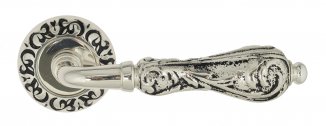 VNZ1328 Дверная ручка на круглой розетке VENEZIA MONTE CRISTO D4 натуральное серебро/черный  классик