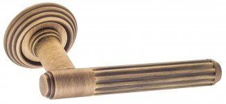 VNZ4115 Дверная ручка на круглой розетке VENEZIA EXA TUBE D8 матовая бронза классика латунь Италия