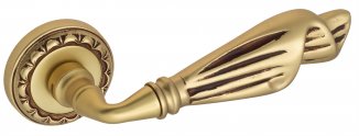 VNZ1740 Дверная ручка на круглой розетке VENEZIA OPERA D2 французское золото/коричневый классика лат