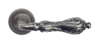 VNZ116 Дверная ручка на круглой розетке VENEZIA MONTE CRISTO D3 античное серебро классика латунь Ита