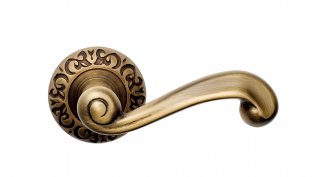 VNZ007 Дверная ручка на круглой розетке VENEZIA CARNEVALE D4 матовая бронза классика латунь Италия