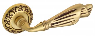 VNZ1748 Дверная ручка на круглой розетке VENEZIA OPERA D4 французское золото/коричневый классика лат