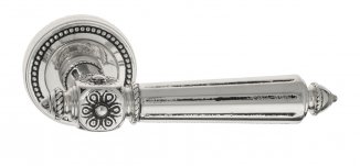 VNZ1336 Дверная ручка на круглой розетке VENEZIA CASTELLO D3 натуральное серебро/черный  классика ла