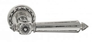 VNZ1335 Дверная ручка на круглой розетке VENEZIA CASTELLO D2 натуральное серебро/черный  классика ла