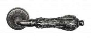 VNZ108 Дверная ручка на круглой розетке VENEZIA MONTE CRISTO D1  античное серебро классика латунь Ит