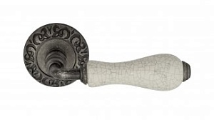 VNZ051 Дверная ручка на круглой розетке VENEZIA COLOSSEO D4 античное серебро классика латунь Италия