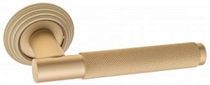 FCT884 Дверная ручка на круглой розетке Fratelli Cattini UNA X D8-BS матовая латунь Италия
