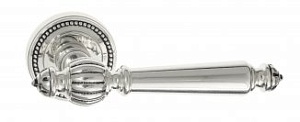 VNZ1380 Дверная ручка на круглой розетке VENEZIA PELLESTRINA D3 натуральное серебро/черный  классика