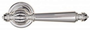 VNZ1683 Дверная ручка на круглой розетке VENEZIA PELLESTRINA D1 натуральное серебро/черный  классика
