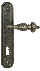 123780 Дверная ручка на планке PL05 EXTREZA TESLA  315 KEY античное серебро F45 классика многослойно