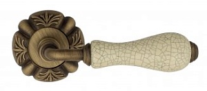 VNZ2822 Дверная ручка на круглой розетке VENEZIA COLOSSEO D5 матовая бронза классика латунь Италия