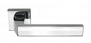 VNZ2011 Дверная ручка на квадратной розетке VENEZIA UNIQUE ZARA полированный хром модерн zamak (ЦАМ)