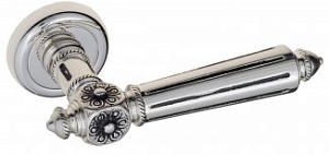 VNZ1679 Дверная ручка на круглой розетке VENEZIA CASTELLO D1 натуральное серебро/черный  классика ла