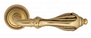 VNZ872 Дверная ручка на круглой розетке VENEZIA ANAFESTO D3 французское золото/коричневый классика л