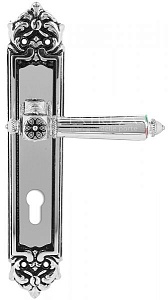 119897 Дверная ручка на планке PL02 EXTREZA LEON 303 CYL натуральное серебро/черный  F24 классика мн