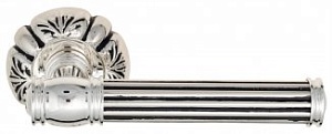 VNZ3652 Дверная ручка на круглой розетке VENEZIA IMPERO D5 натуральное серебро/черный  классика лату