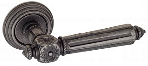 VNZ4075 Дверная ручка на круглой розетке VENEZIA CASTELLO D8 античное серебро классика латунь Италия