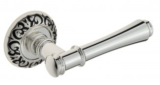 VNZ3230 Дверная ручка на круглой розетке VENEZIA CALLISTO D4 натуральное серебро/черный  классика ла