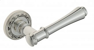 VNZ3216 Дверная ручка на круглой розетке VENEZIA CALLISTO D2 натуральное серебро/черный  классика ла