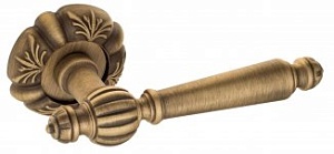 VNZ1454 Дверная ручка на круглой розетке VENEZIA PELLESTRINA D5 матовая бронза классика латунь Итали