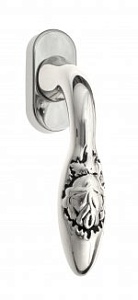 VNZ1384 Ручка оконная VENEZIA CASANOVA  FW натуральное серебро/черный  латунь Италия